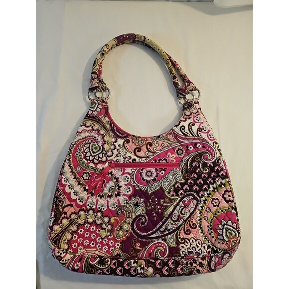 Vera Bradley Large Hobo Very Berry Paisley Handbag Shoulder Bag Purse Tote - Picture 1 of 5